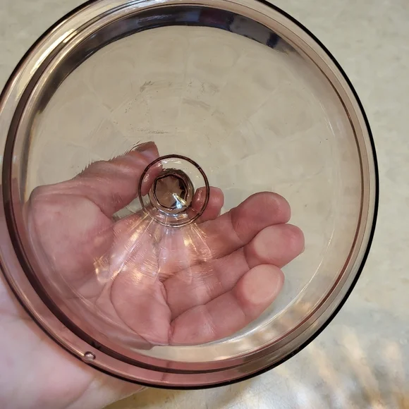 Faceted glass covered candy dish in striking plum color - Picture 4 of 11